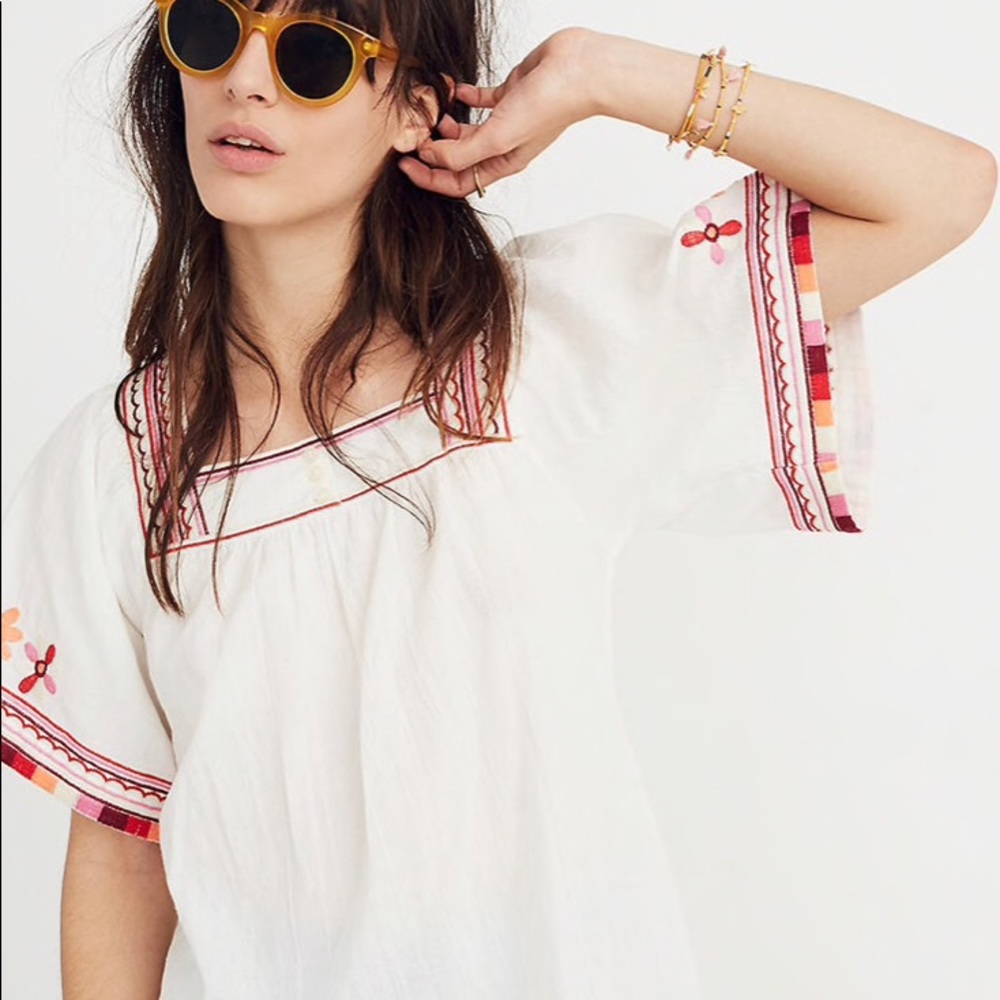 NWOT Madewell Embroidered Sandblossom Top